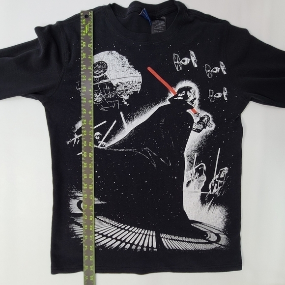 Star Wars Youth Long Sleeve Thermal Tee Black White Darth Vader Graphic, Medium - Picture 13 of 15